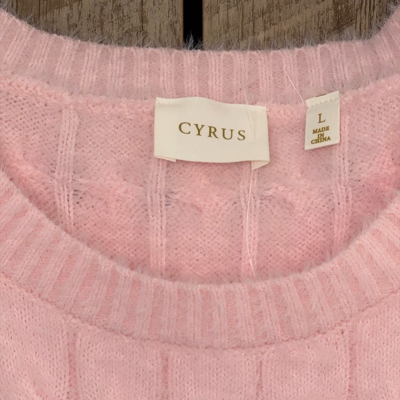 Cyrus ULTRA Soft Pink Cable Knit Sweater size L NWT - Picture 8 of 11